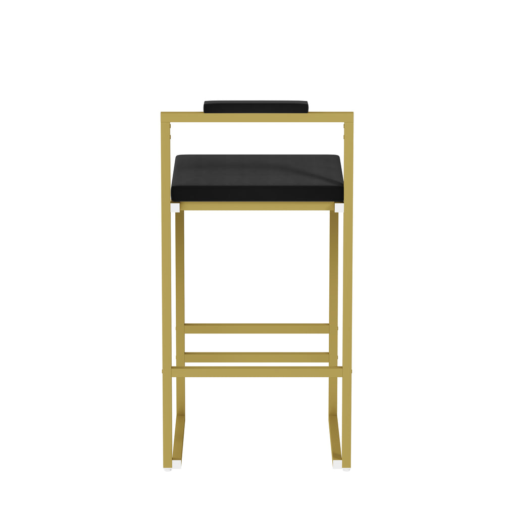 English Elm Modern Velvet Counter Height Bar Stools Set Of 2 - Stylish Gold & Black Upholstered Dining Chairs W1757P310419