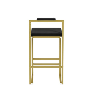 English Elm Modern Velvet Counter Height Bar Stools Set Of 2 - Stylish Gold & Black Upholstered Dining Chairs W1757P310419