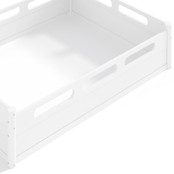 English Elm Queen Low Profile Floor Bed Pine Wood Frame Japandi Minimalist Bedroom Design White W1580P438794