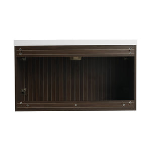 English Elm 36 Inch Silver-Brown Stripe Wall-Mounted Vanity with Resin Sink, Soft-Close Doors & Spacious Storage W999P204953