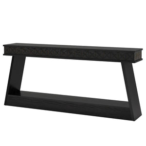 English Elm Hall Console Table Industrial Rustic Two Tier Wood Tone Metal Frame Entryway Sofa T3971P452900