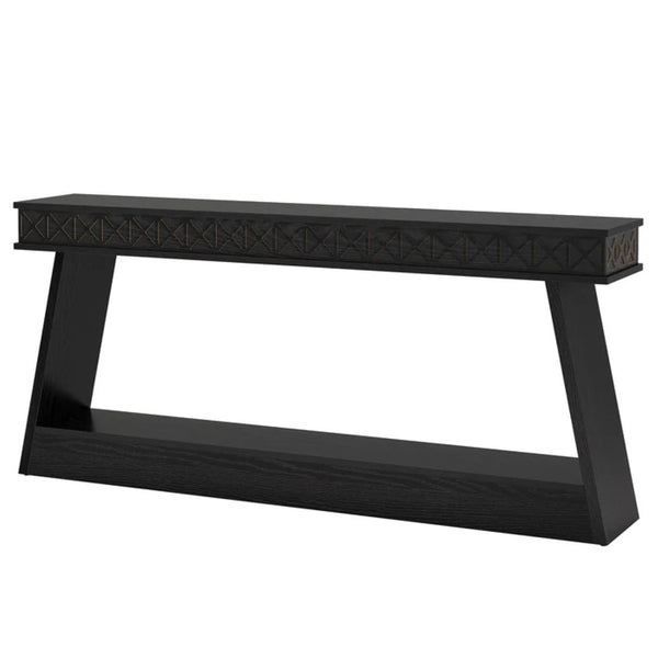English Elm Hall Console Table Industrial Rustic Two Tier Wood Tone Metal Frame Entryway Sofa T3971P452900