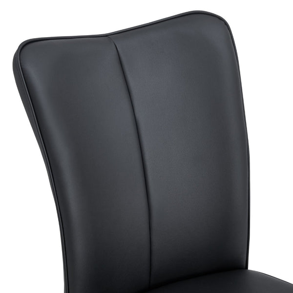 English Elm Table Modern Marble Pattern Dining Set - 71"X35.4" Tempered Glass Table With 8 Stylish Black Chairs W1151S02126-GIGA