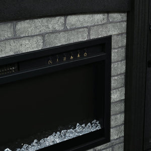 English Elm On-trend Farmhouse Electric Fireplace Console Walnut Veneer Media Cabinet for Living Room Black N721S000069B