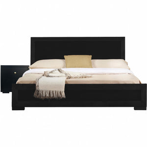Homeroots Moma Black Wood Platform Twin Bed With Nightstand Black Wood 467541