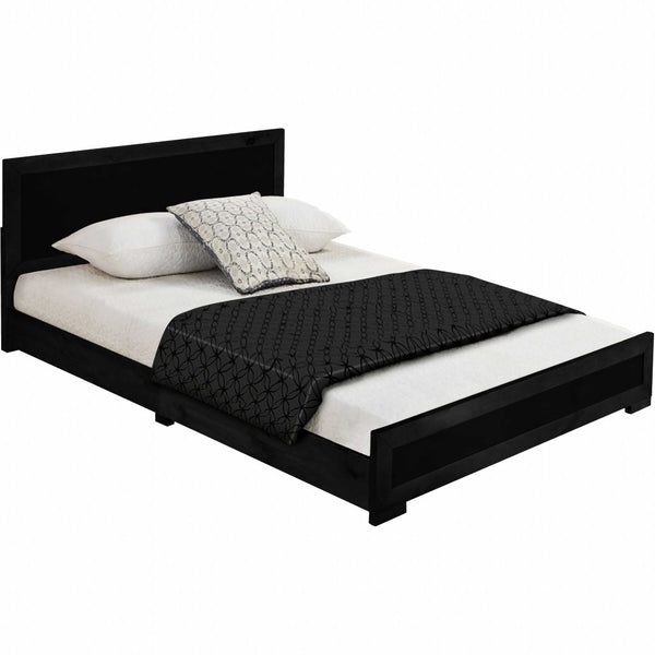 HomeRoots Moma Modern Wooden Platform Bed with Nightstand – Sleek Design, Durable Construction & Storage Solution Black Twin 467541