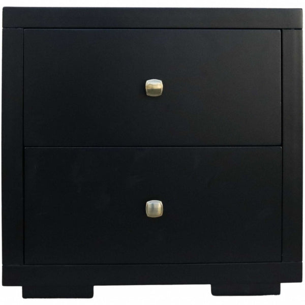 HomeRoots Moma Modern Wooden Platform Bed with Nightstand – Sleek Design, Durable Construction & Storage Solution Black Twin 467541