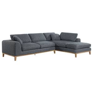 English Elm Harlan Mid-Century Grey L-Shape Sectional Sofa with Wooden Platform Base, Plush Upholstery & Pillows B062S01154