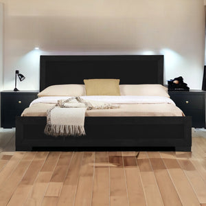 HomeRoots Moma Modern Wooden Platform Bed with Nightstand – Sleek Design, Durable Construction & Storage Solution Black Queen 467600