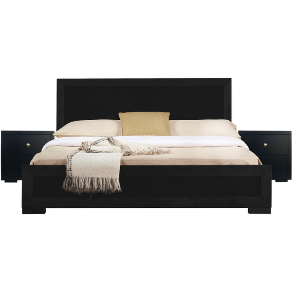 Homeroots Moma Black Wood Platform King Bed With Two Nightstands Black Wood 467613