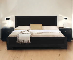 Homeroots Moma Black Wood Platform King Bed With Two Nightstands Black Wood 467613