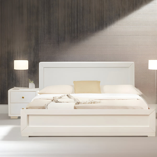 Homeroots Moma White Wood Platform Twin Bed With Nightstand White Wood 467628