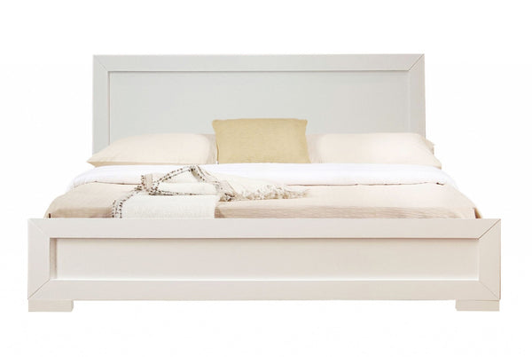 HomeRoots Moma Modern Wooden Platform Bed with Nightstand – Sleek Design, Durable Construction & Storage Solution White Twin 467628
