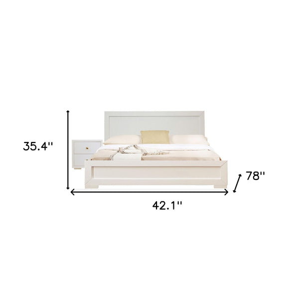 Homeroots Moma White Wood Platform Twin Bed With Nightstand White Wood 467628
