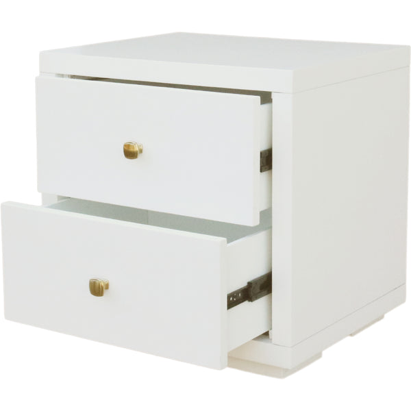 Homeroots Moma White Wood Platform Queen Bed With Two Nightstands White Wood 467650