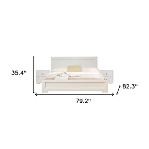 Homeroots Moma White Wood Platform King Bed With Two Nightstands White Wood 467662