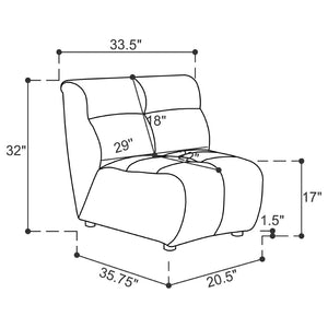 English Elm Oliver Five Piece Modular Sectional with Tufted Ivory Fabric for Open Living Spaces B062S01461
