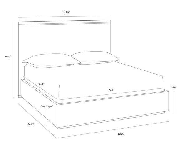 Sunpan ALTMAN Bed - King Size Modern Design with Faux Leather Headboard & Durable Oak Frame for Elegance 106805
