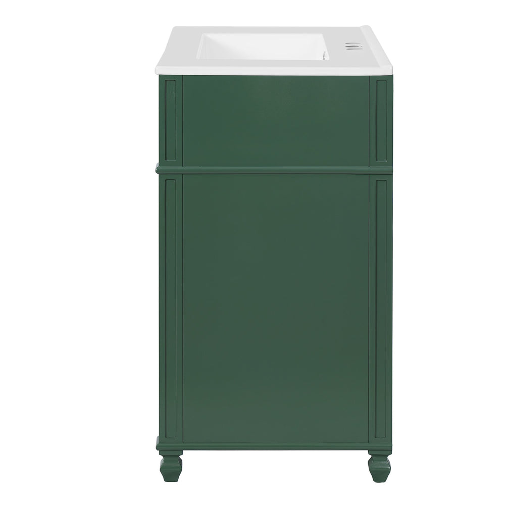 English Elm Bathroom Vanity with Sink French-Inspired 30" Ceramic Basin Vanity Cabinet with Soft-Close Doors & Drawer Organizer Green N710P286723F
