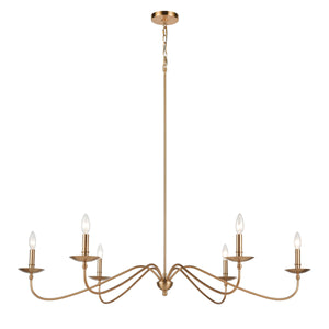 Wellsley 47'' Wide 6-Light Linear Chandelier - Burnished Brass 46799/6 Elk Lighting