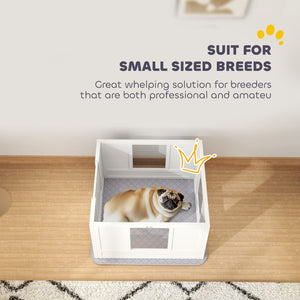 English Elm Pawhut Whelping Box For Small Dogs – Waterproof Pad, Adjustable Entrance & Clear Panels For Comfort W2225P249979-GIGA