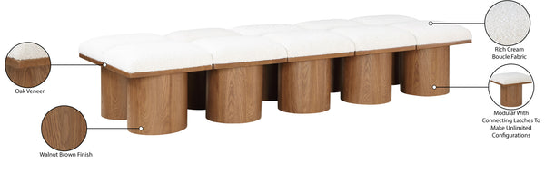 Pavilion Cream Boucle Fabric Bench 467Cream-10C Meridian Furniture