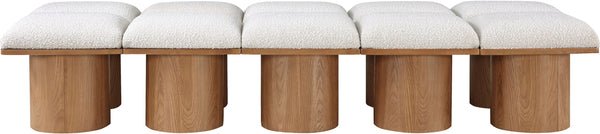 Pavilion Cream Boucle Fabric Bench 467Cream-10C Meridian Furniture