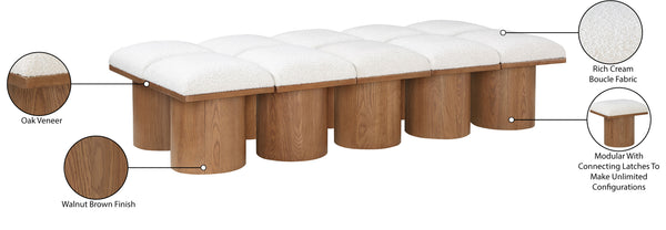 Pavilion Cream Boucle Fabric Bench 467Cream-10D Meridian Furniture