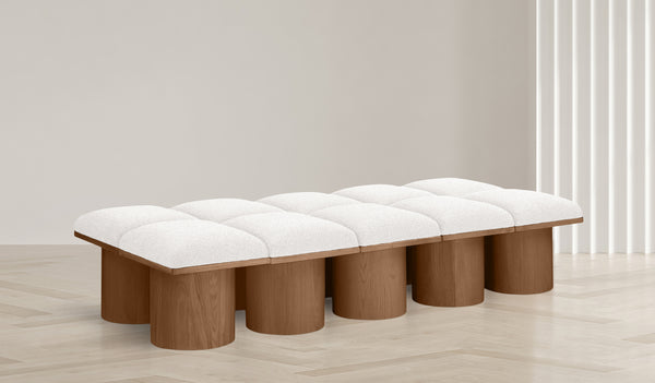 Pavilion Cream Boucle Fabric Bench 467Cream-10D Meridian Furniture