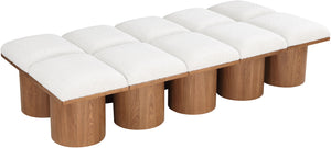 Pavilion Cream Boucle Fabric Bench 467Cream-10D Meridian Furniture