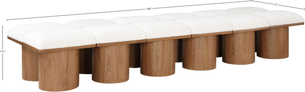 Pavilion Cream Boucle Fabric Bench 467Cream-12C Meridian Furniture