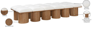 Pavilion Cream Boucle Fabric Bench 467Cream-12D Meridian Furniture