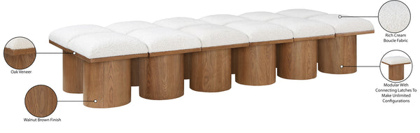 Pavilion Cream Boucle Fabric Bench 467Cream-12D Meridian Furniture