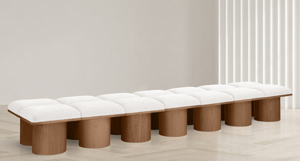 Pavilion Cream Boucle Fabric Bench 467Cream-14C Meridian Furniture