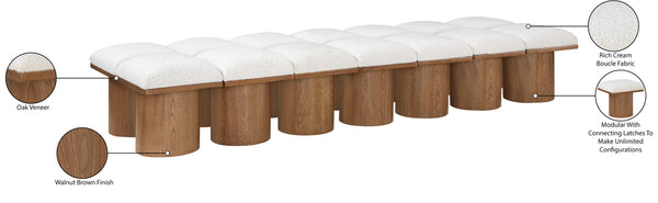 Pavilion Cream Boucle Fabric Bench 467Cream-14D Meridian Furniture