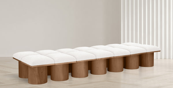 Pavilion Cream Boucle Fabric Bench 467Cream-14D Meridian Furniture