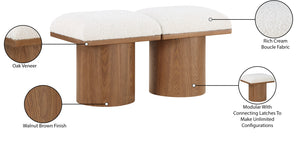 Pavilion Cream Boucle Fabric Bench 467Cream-2A Meridian Furniture