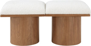 Pavilion Cream Boucle Fabric Bench 467Cream-2A Meridian Furniture