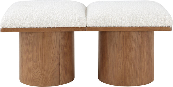 Pavilion Cream Boucle Fabric Bench 467Cream-2A Meridian Furniture