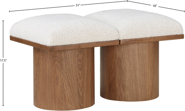 Pavilion Cream Boucle Fabric Bench 467Cream-2B Meridian Furniture