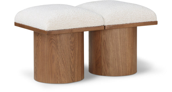 Pavilion Cream Boucle Fabric Bench 467Cream-2B Meridian Furniture