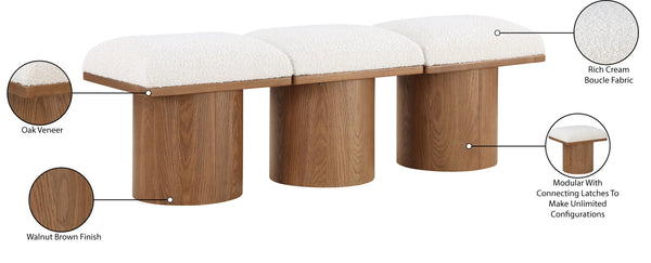 Pavilion Cream Boucle Fabric Bench 467Cream-3A Meridian Furniture