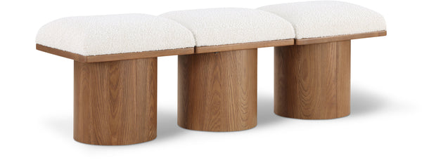 Pavilion Cream Boucle Fabric Bench 467Cream-3A Meridian Furniture
