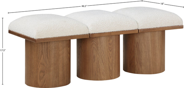 Pavilion Cream Boucle Fabric Bench 467Cream-3B Meridian Furniture