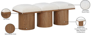 Pavilion Cream Boucle Fabric Bench 467Cream-3B Meridian Furniture