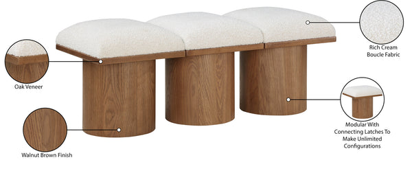 Pavilion Cream Boucle Fabric Bench 467Cream-3B Meridian Furniture