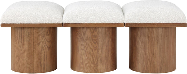 Pavilion Cream Boucle Fabric Bench 467Cream-3B Meridian Furniture