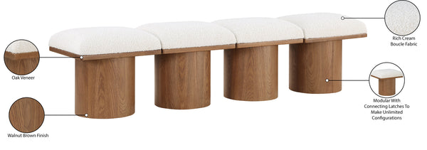 Pavilion Cream Boucle Fabric Bench 467Cream-4A Meridian Furniture