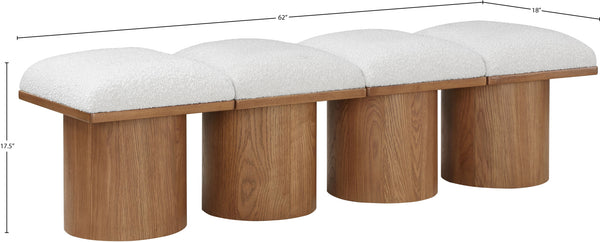 Pavilion Cream Boucle Fabric Bench 467Cream-4B Meridian Furniture
