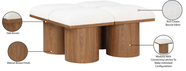 Pavilion Cream Boucle Fabric Bench 467Cream-4C Meridian Furniture